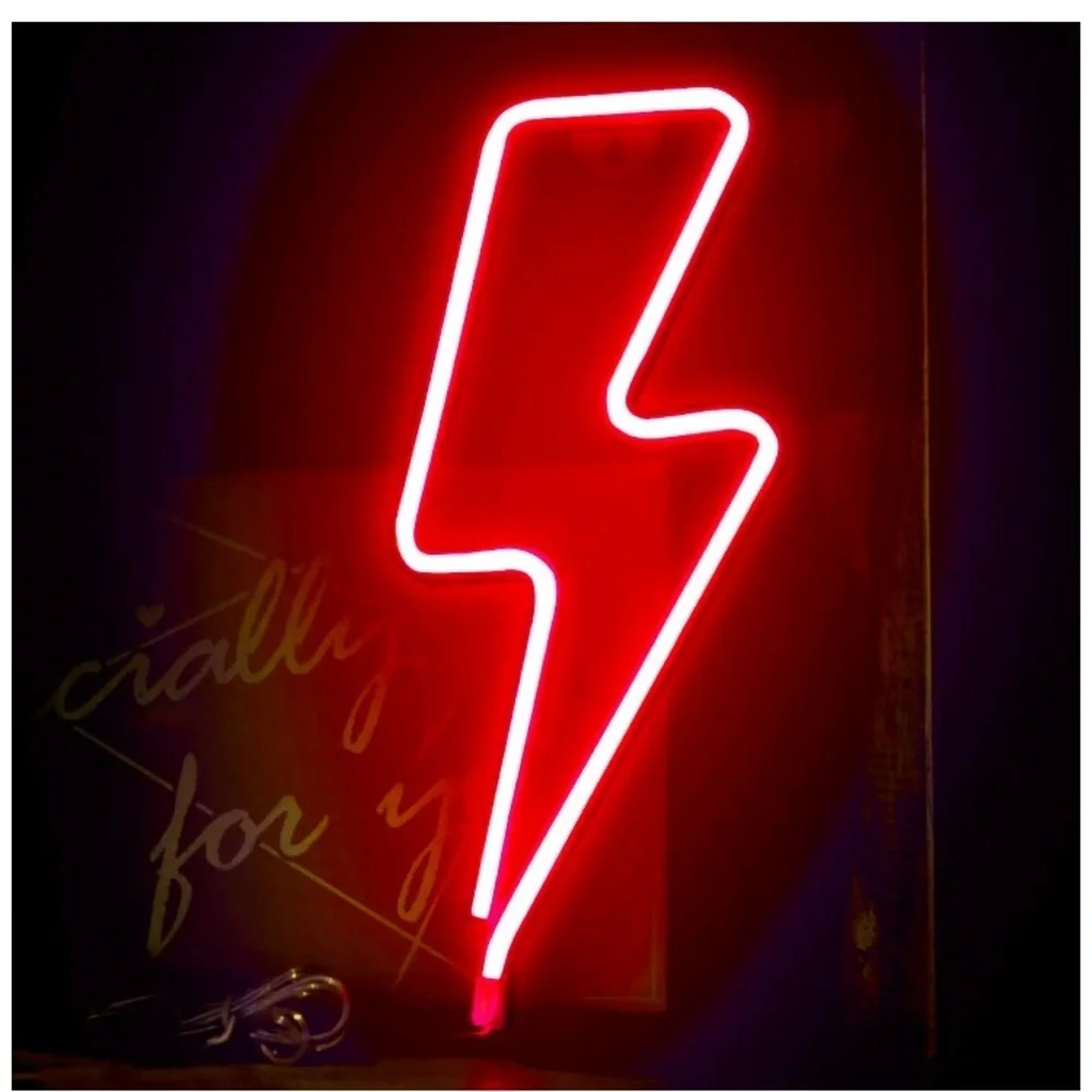 Neon Red Lightning Bolt LED Room/Wall/Party Decor